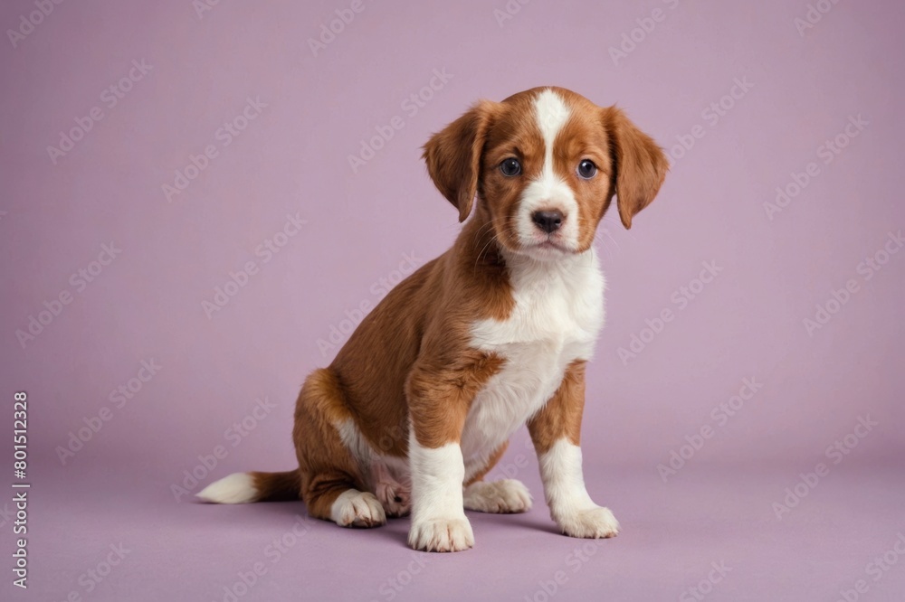 Brittany puppy looking at camera, copy space. Studio shot. Brittany puppy looking at camera, copy space. Studio shot.