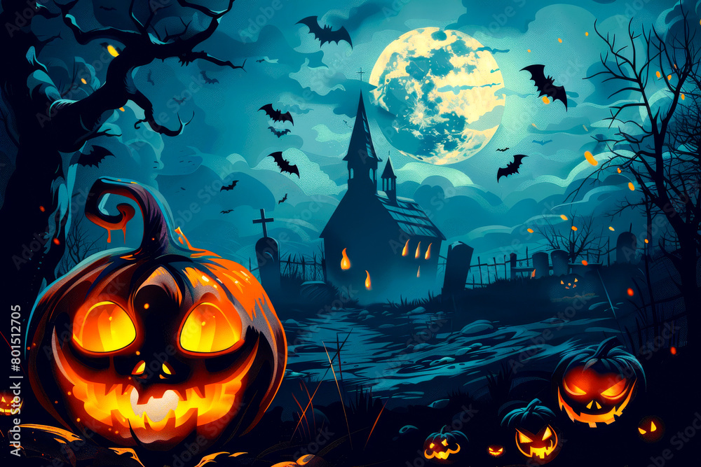 Pumpkin Zombie Rises: Halloween Graveyard Banner Pumpkin Zombie Rises: Halloween Graveyard Banner