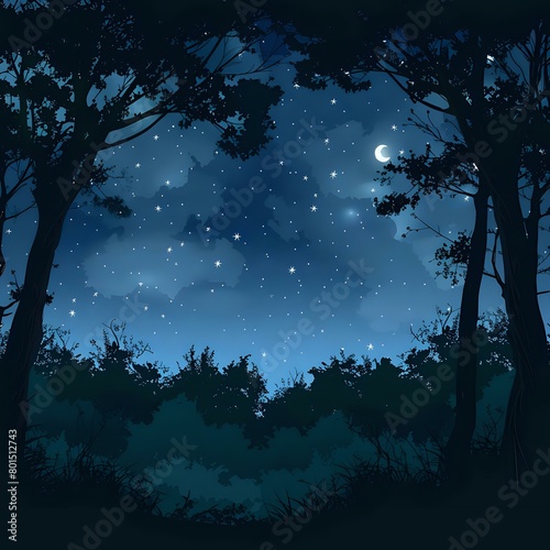 Free vector a night scene at forest