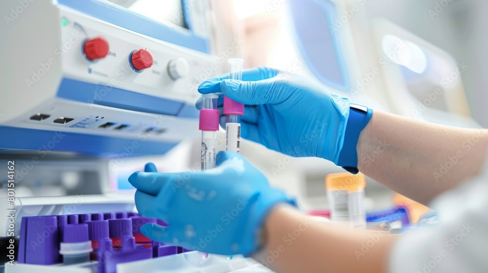 A person wearing blue gloves is actively engaged in a task, demonstrating focus and precision. A person wearing blue gloves is actively engaged in a task, demonstrating focus and precision.