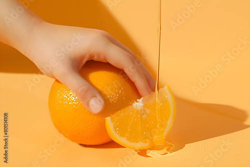 Artful Illustration of the Squeeze Technique Depicted through Citrus Expression