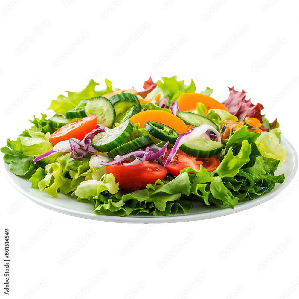 Healthy fruit and vegetable salad Clean food to lose weight Mixed vegetables and fruits on a plate.