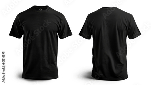 Black Tee Design - Front and Back on White Background