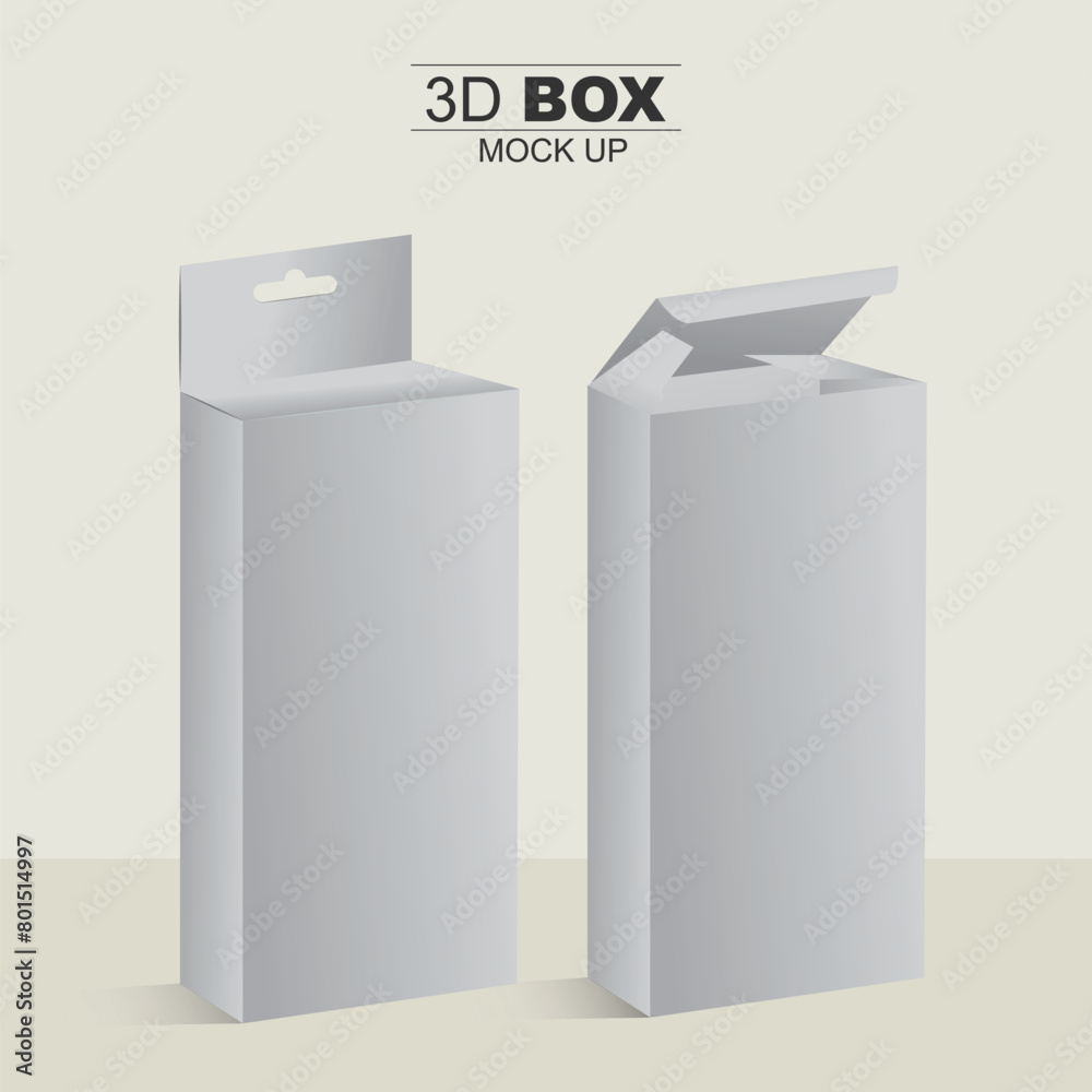 Hanging and Normal Packaging Box Mockup - White Product Package Box Illustration Isolated On Background. Vector illustration Hanging and Normal Packaging Box Mockup - White Product Package Box Illustration Isolated On Background. Vector illustration