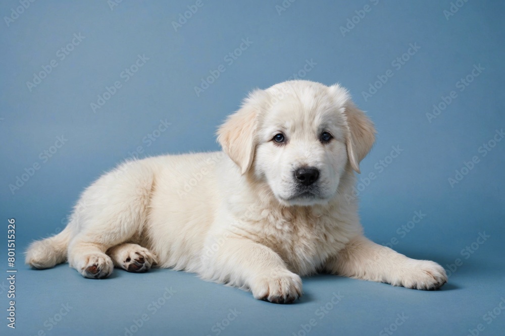 Great Pyrenees puppy looking at camera, copy space. Studio shot. Great Pyrenees puppy looking at camera, copy space. Studio shot.