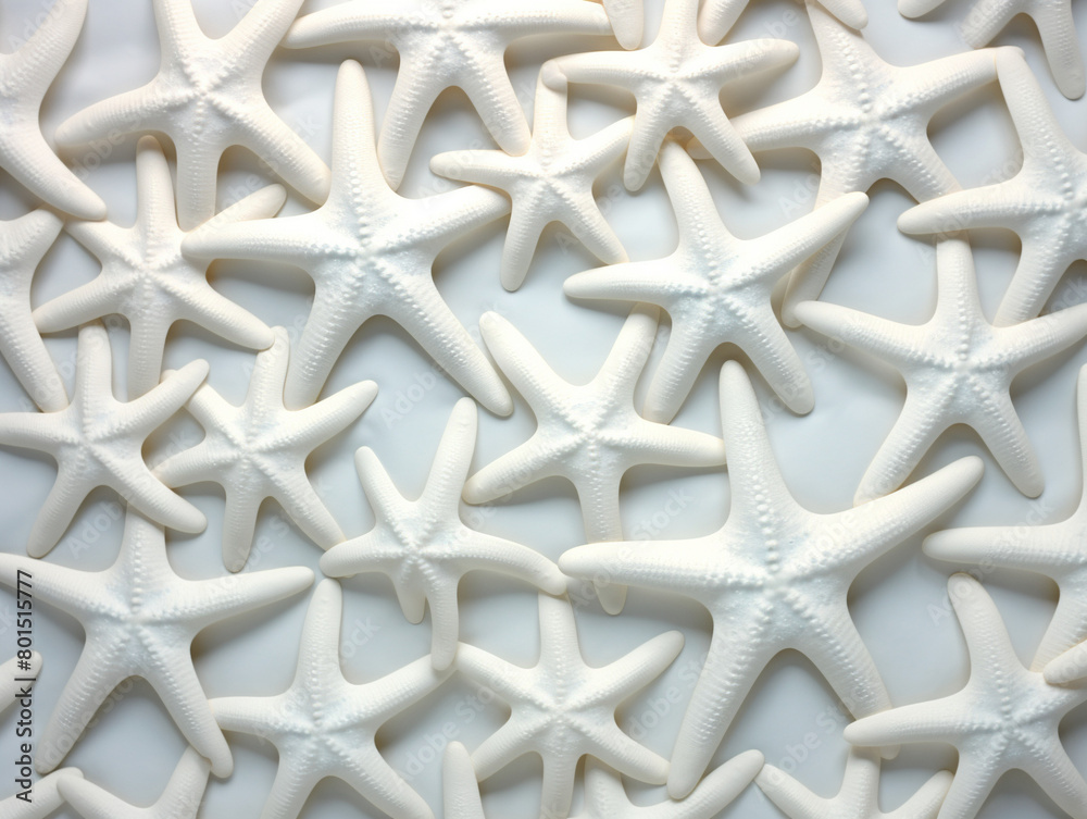 White Starfish Collection, Marine Theme, Summer Coastal Decor Background, AI Generation White Starfish Collection, Marine Theme, Summer Coastal Decor Background, AI Generation