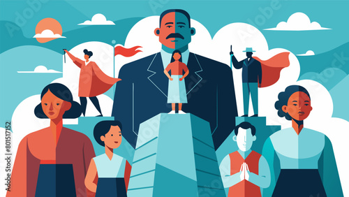 A monumental installation made up of largescale figures of individuals who have made significant contributions towards freedom and civil rights. Vector illustration