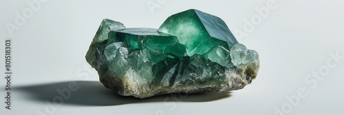 Emerald  rock sample   on white background