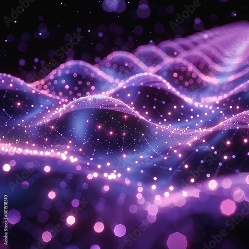 Visualize a journey through a sea of purple light waves