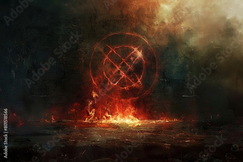 Marked by infernal sigils that fuel their power and damnation. a background. photo
