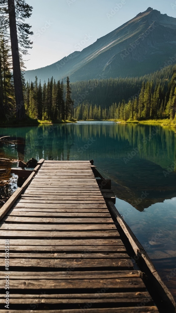 Tranquil Pier on Calm Lake: Idyllic Relaxation Scene Tranquil Pier on Calm Lake: Idyllic Relaxation Scene