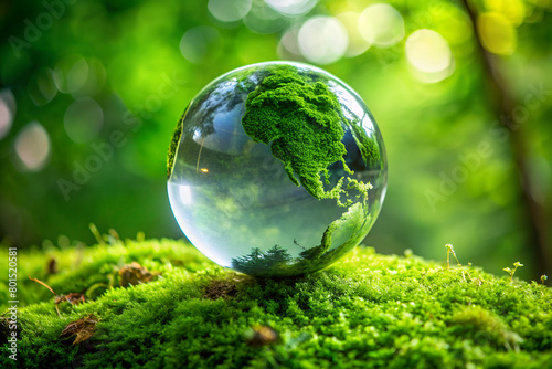 Macro View of Moss-Covered Sphere Symbolizing Green Planet