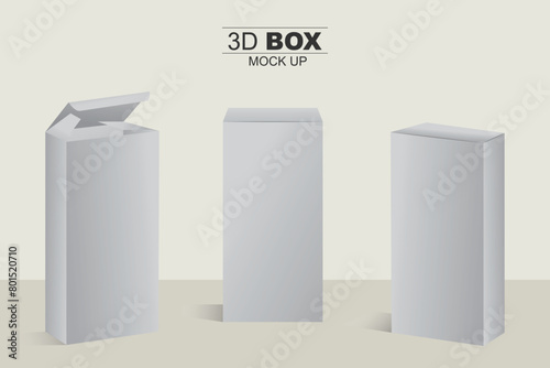 Boxes mockups, open and closed boxes vector illustration Product Package Box