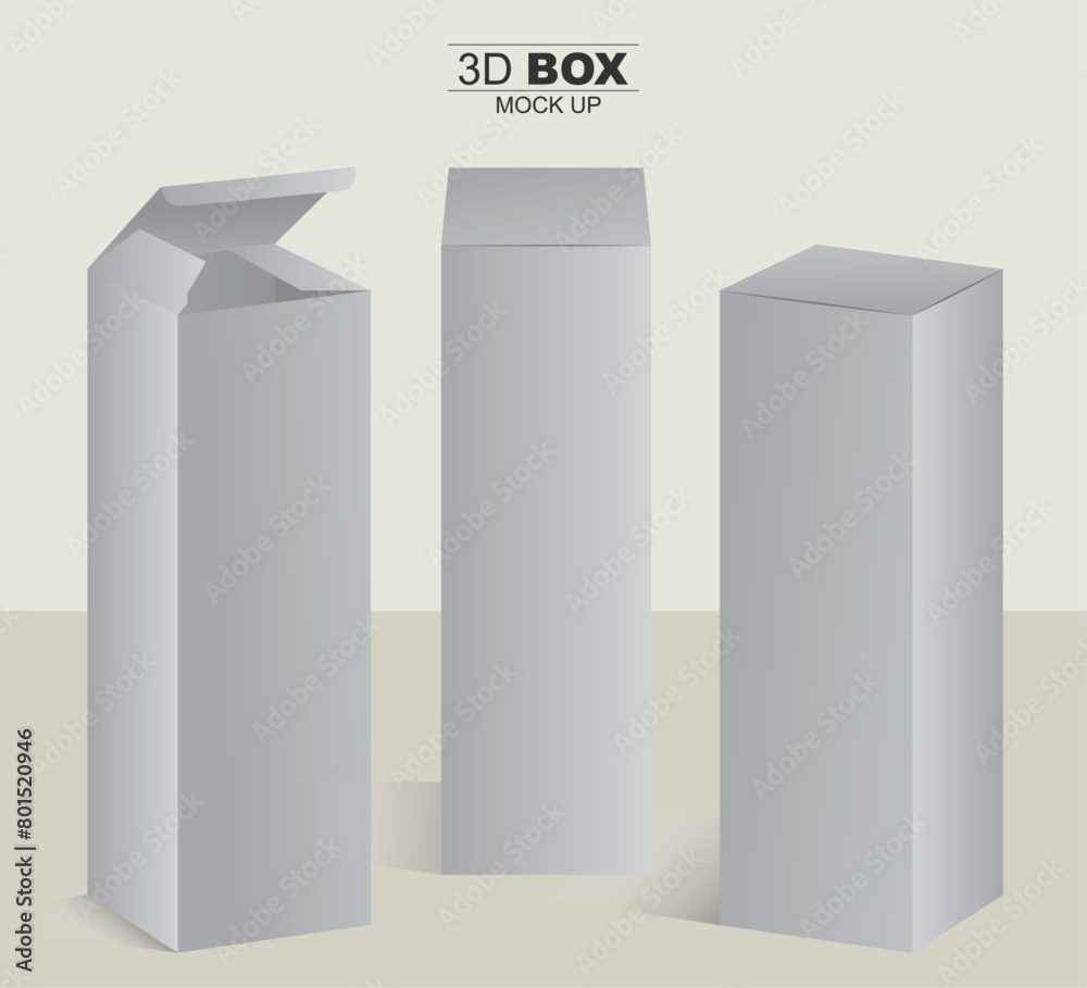 Boxes mockups, open and closed boxes vector illustration Product Package Box