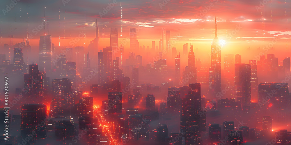 Fototapeta premium Futuristic Cityscape Illustration with Minimalist Technology Elements