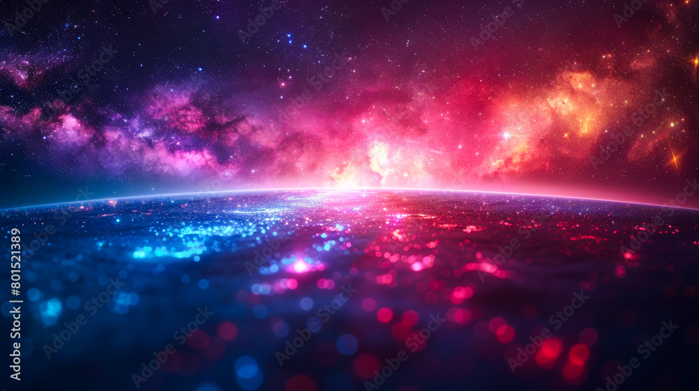 Obraz premium Vibrant Neon Lines with Galaxy Colors in Tech Theme 