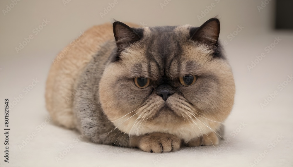 Exotic Shorthair cat with its plush coat and flat face  resembling a Persian