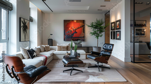 A modern living room ambiance elevated by the presence of a thoughtfully positioned poster frame.