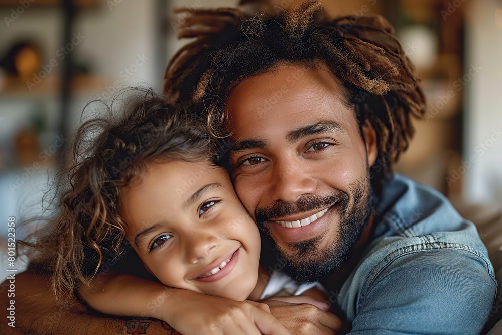 Father and Daughter Sharing a Loving Embrace on the Living Room Couch, Symbolizing Trust and Family Love Father and Daughter Sharing a Loving Embrace on the Living Room Couch, Symbolizing Trust and Family Love