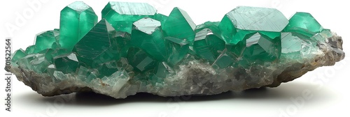 Emerald, rock sample , on white background