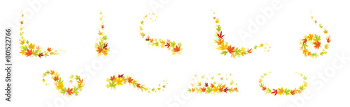 Autumn Leaf and Foliage Nature Curled Element Vector Set