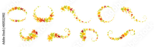 Autumn Leaf and Foliage Nature Curled Element Vector Set