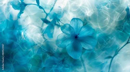  A crisp, detailed shot of a blue flower against a softly blurred backdrop of various flowers