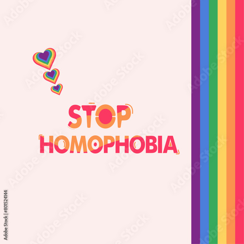 Compaign poster against Homophobia, stop LGBT phobia compaign template design.