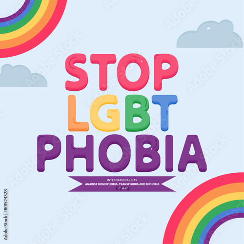 Campaign poster against Homophobia, Transphobia and Biphobia. stop LGBT phobia campaign template design.
