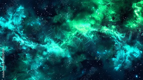   a green-blue expanse teeming with stars  featuring a star cluster at its center