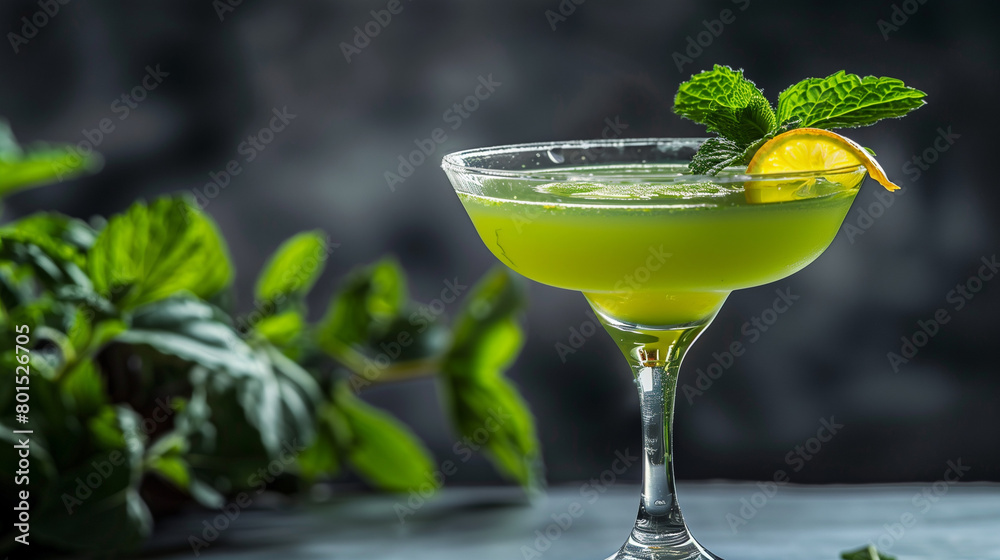 Mint Cocktail with Lime Garnish