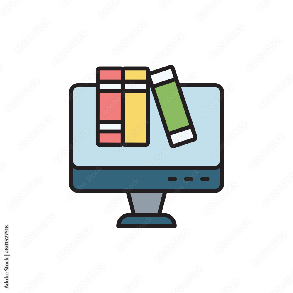 Online Library icon design with white background stock illustration Online Library icon design with white background stock illustration