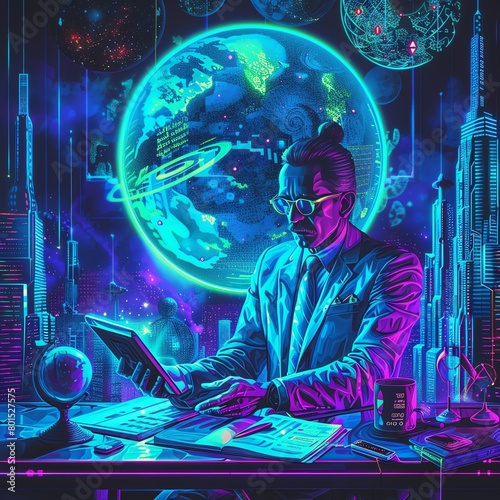 Bune as a cosmic banker presiding over a surreal economy of souls photo
