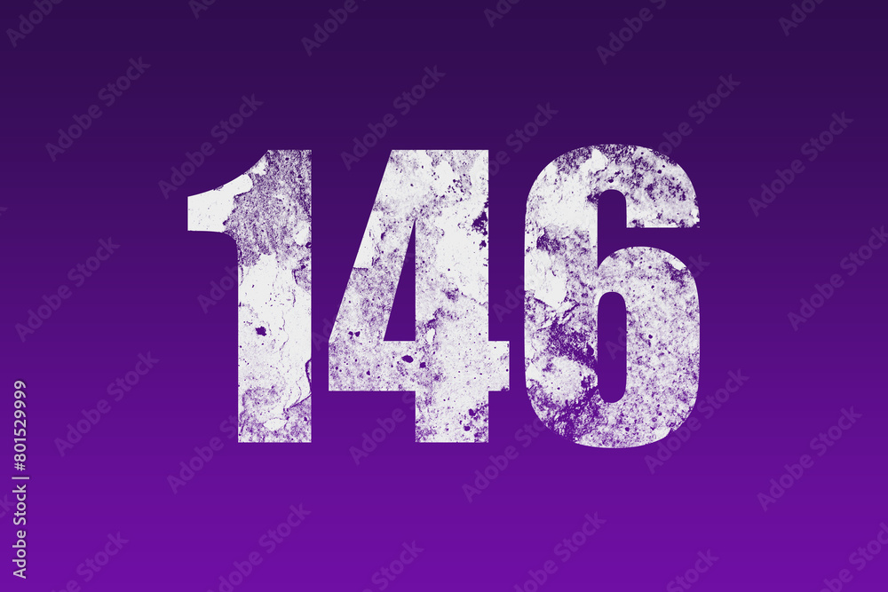 flat white grunge number of 146 on purple background. flat white grunge number of 146 on purple background.