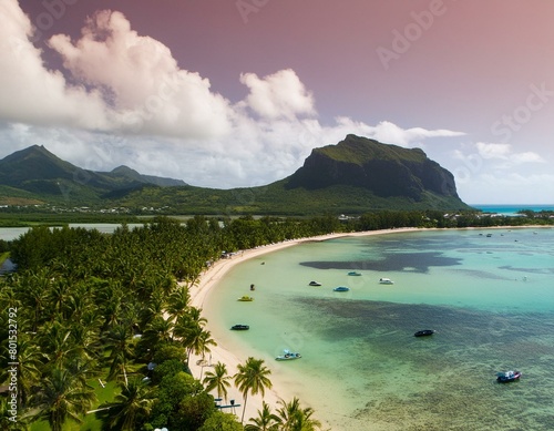 Tropische Insel mit Strand und blauem Wasser - Mauritius, Seychellen, Bali, Thailand und Dominikanische REPUBLIK photo