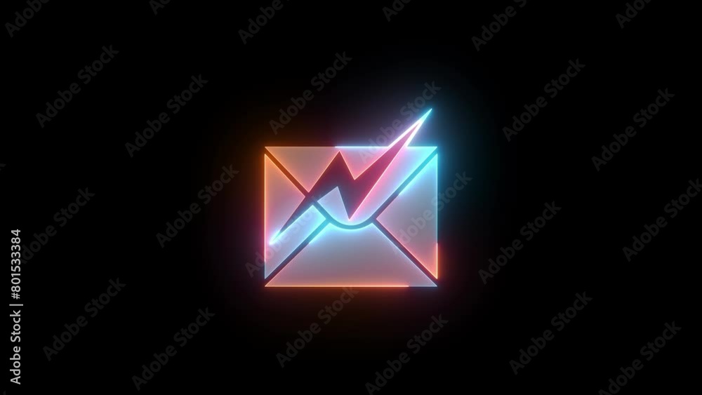 Neon email icon brown cyan color glowing animated black background Neon email icon brown cyan color glowing animated black background