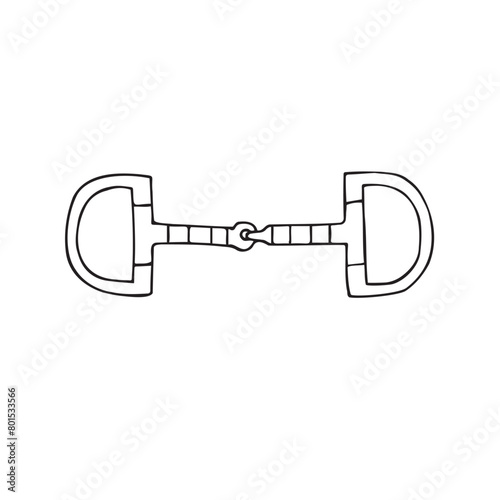 Vector hand drawn doodle sketch outline horse equestrian bit isolated on white background