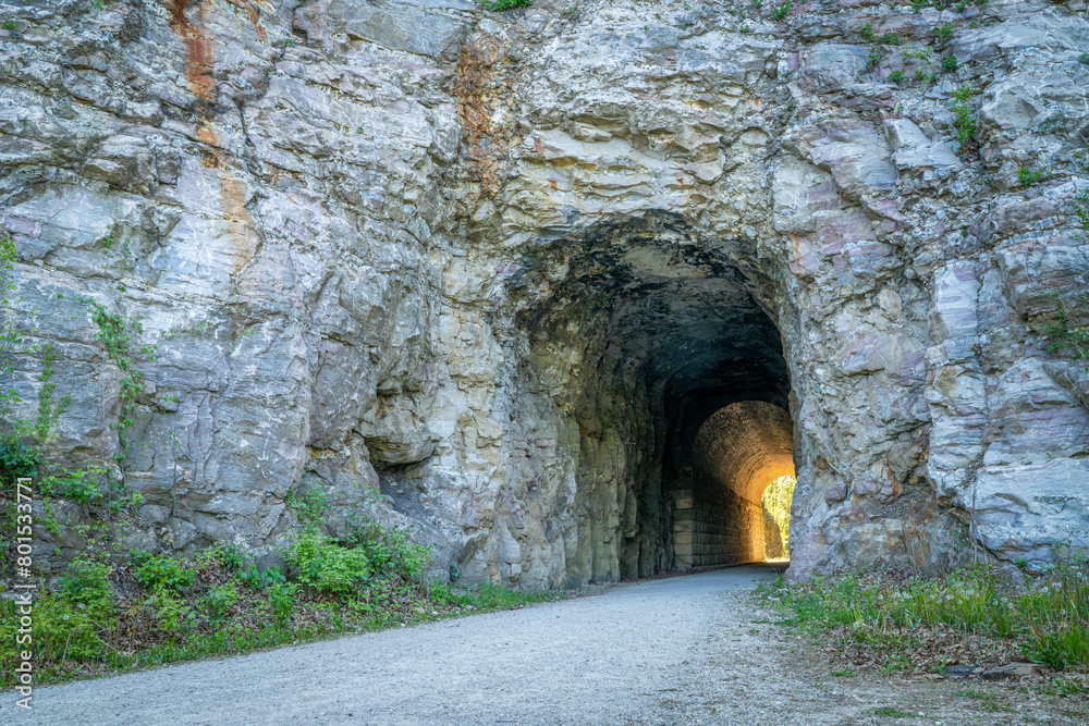 MKT tunnel on Katy Trail at Rocheport, Missouri. The Katy Trail is 237