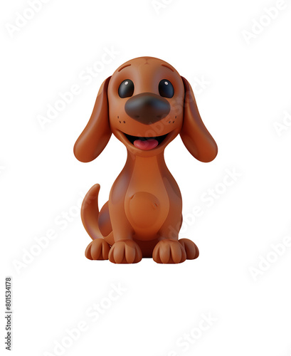 Chibi Cartoon Style 3D Render of Cute Dachshund Dog  Isolated on Transparent Background  PNG