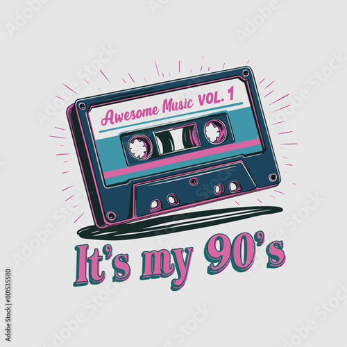2024 cassette tape old school retro vintage vector design  awesome music