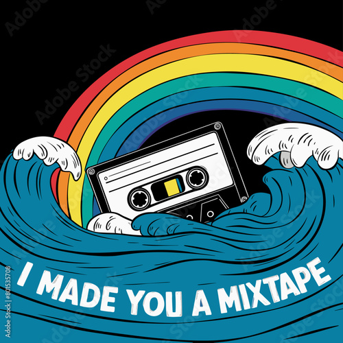 2024 cassette tape old school retro vintage vector design  i made you a mixtape