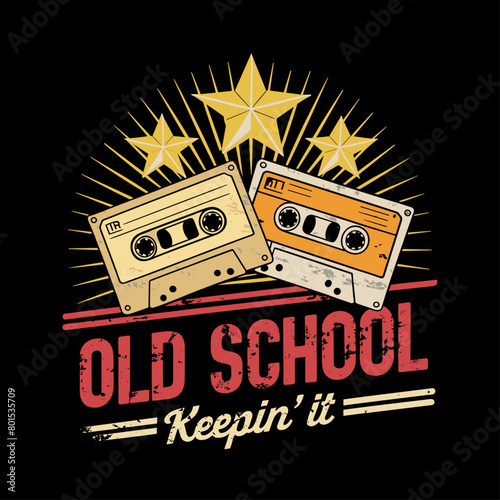 2024 cassette tape vector design, OLD SCHOOL KEEPIN' IT
