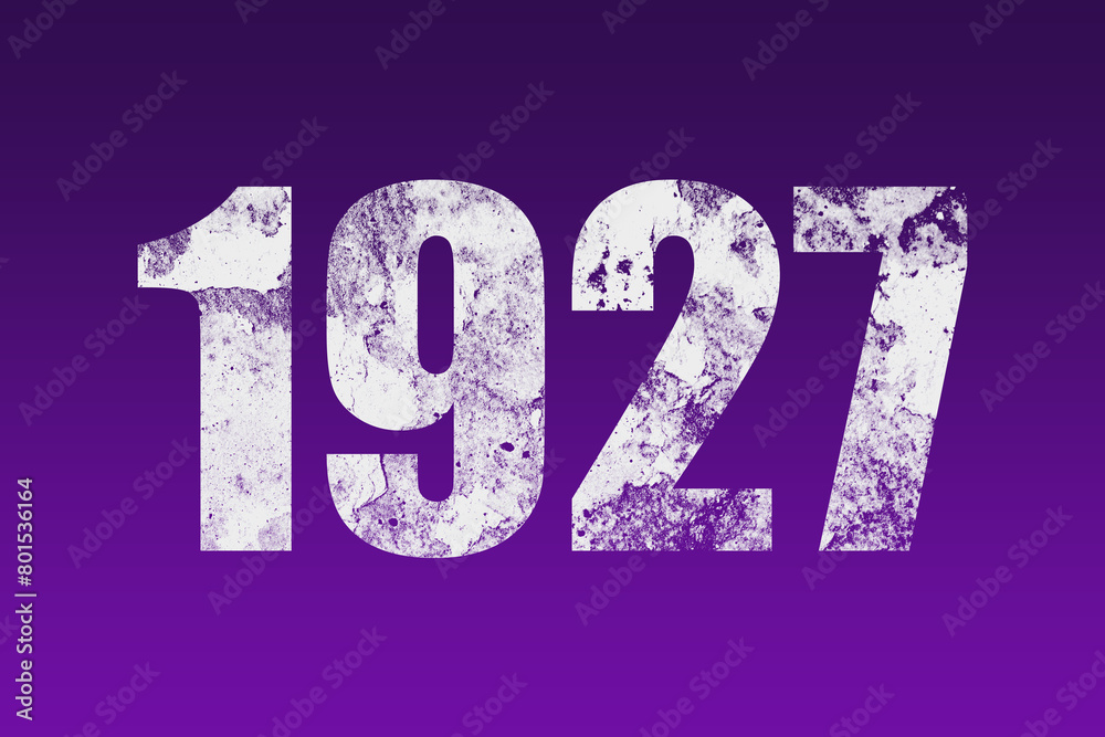 flat white grunge number of 1927 on purple background.	