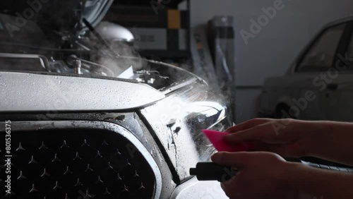 Wallpaper Mural Gluing PPF film on a car with the steam for protection of the car surface against mechanical abrasion, UV, IV and road contamination Torontodigital.ca