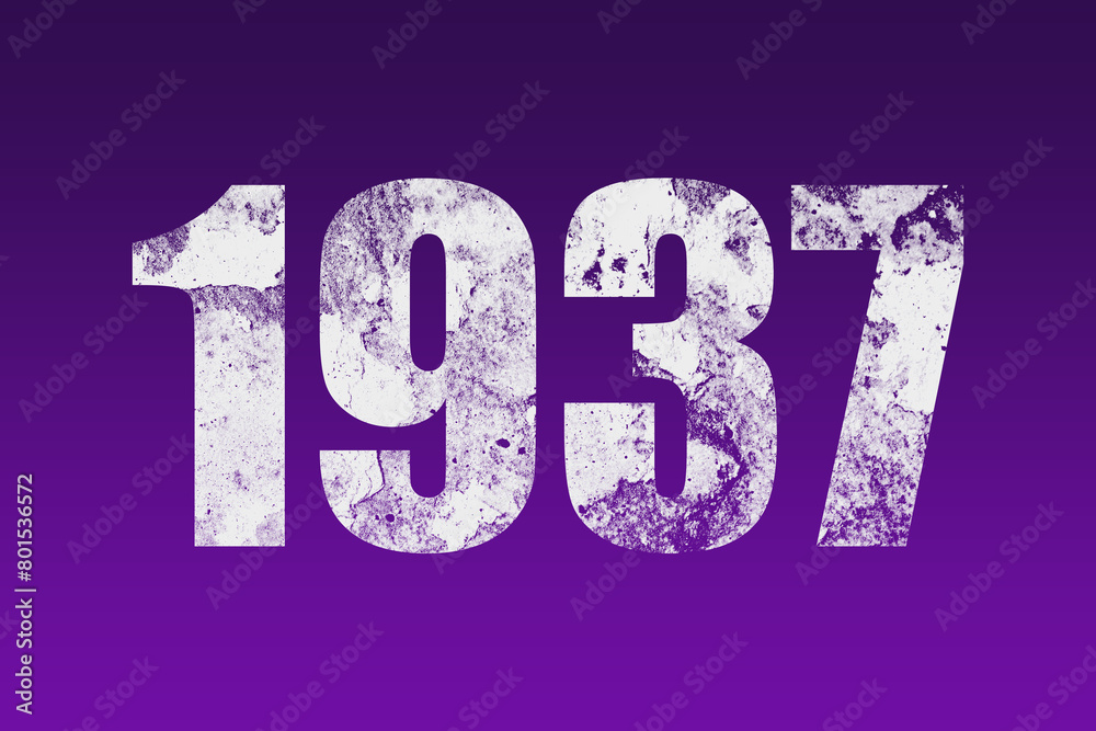 flat white grunge number of 1937 on purple background. flat white grunge number of 1937 on purple background.