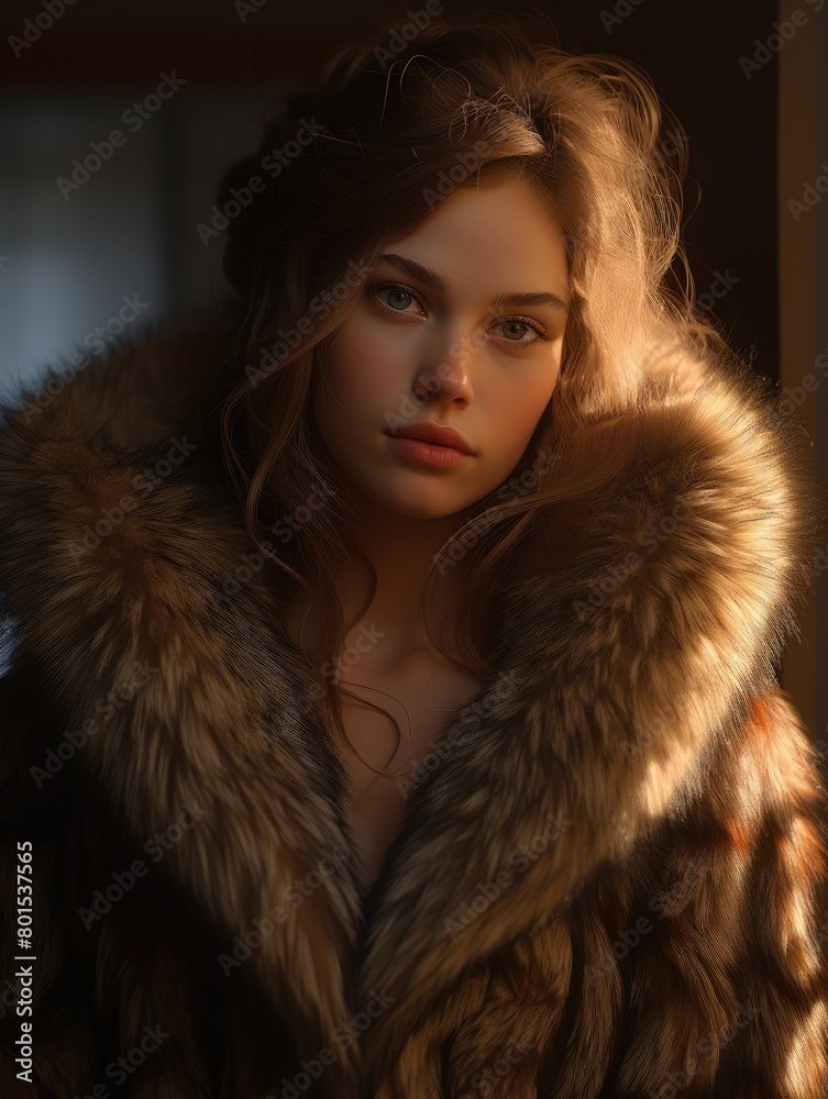 Captivating portrait of a woman in a fur coat Captivating portrait of a woman in a fur coat