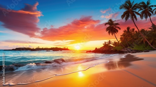 Stunning tropical sunset over the ocean