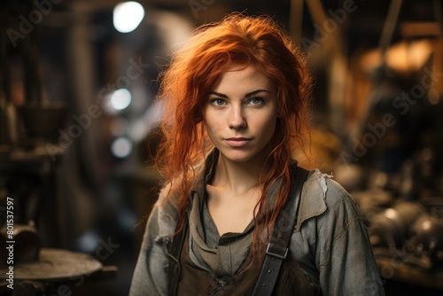 Captivating redhead in urban setting