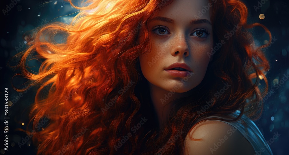 Fiery Redhead with Captivating Gaze Fiery Redhead with Captivating Gaze