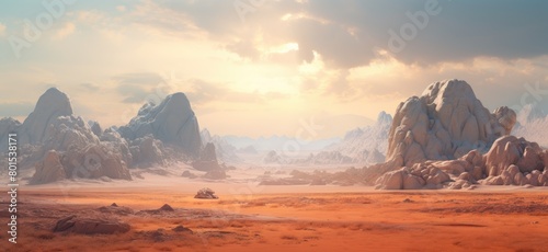 Majestic desert landscape with towering rock formations